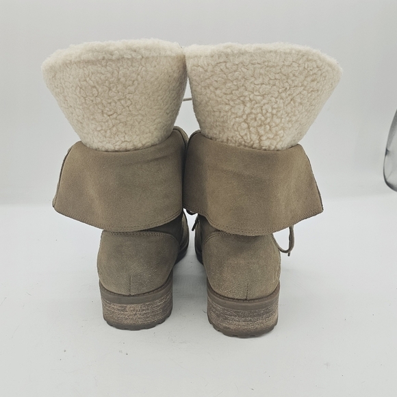 Ugg Gradin Womens Tan Suede Leather Lace Up Round Toe Stacked Heel Boots Size 8 - Picture 5 of 12